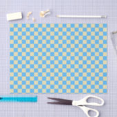 Retro Ästhetisches Prüfbrettmuster Blau Weiß  Seidenpapier (Handwerk)