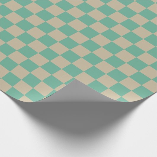 Retro ästhetisches Schachbrettmuster Minze und San Geschenkpapier (Ecke)