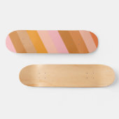 Retro Ästhetisches Streifenmuster Rosa Rostorn Ora Skateboard (Horizontal)