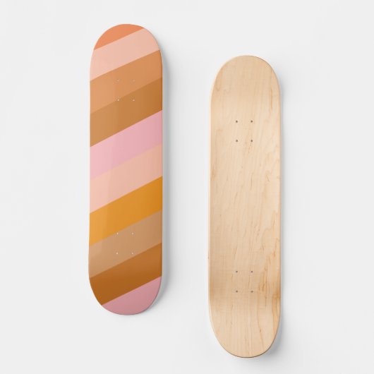 Retro Ästhetisches Streifenmuster Rosa Rostorn Ora Skateboard (Vorderseite)
