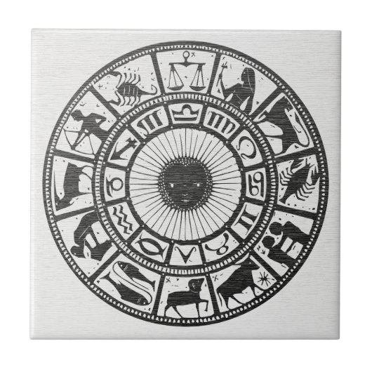 Retro-Astrologie - Tierkreisrad Fliese (Vorderseite)