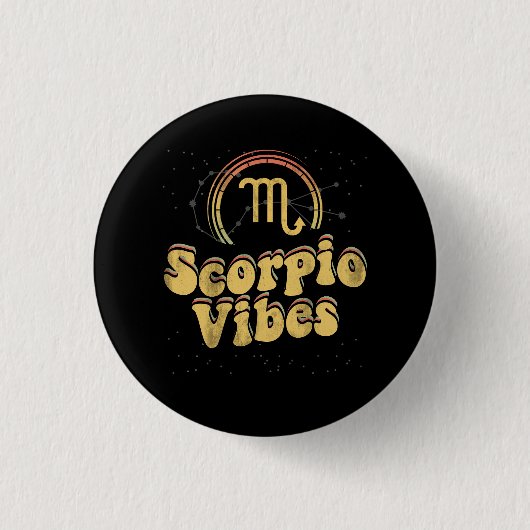 Retro Astrologie Zodiac Zeichen Oktober oder Novem Button (Vorderseite)
