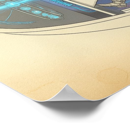 Retro Astronaut in Futuristic UAP Poster (Ecke)