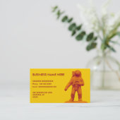 Retro Astronauten-Figürchen Visitenkarte (Stehend Vorderseite)