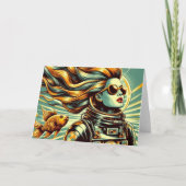 Retro-Astronautin und Jeden Anlaß Karte (Vorderseite)