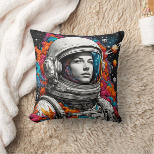 Retro-Astronautin-Wurfkissen – Träume groß! Kissen