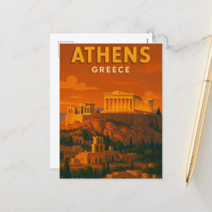 Retro Athen Griechenland Reise Feiertagspostkarte