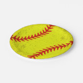 Retro Athletic Softball Fastpitch Game Day Style Pappteller (Schrägansicht)
