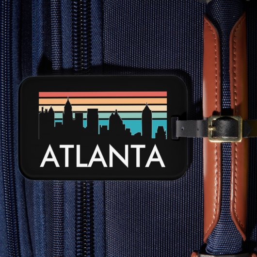 Retro Atlanta Georgia Vintag Sunset Skyline Gepäckanhänger (Vorderseite Insitu 4)