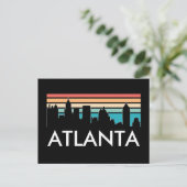 Retro Atlanta Georgia Vintag Sunset Skyline Postkarte (Stehend Vorderseite)