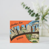 Retro Atlanta Greetings Postkarte (Stehend Vorderseite)