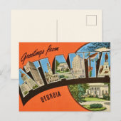 Retro Atlanta Greetings Postkarte (Vorne/Hinten)