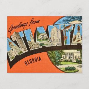 Retro Atlanta Grüße  Postkarte