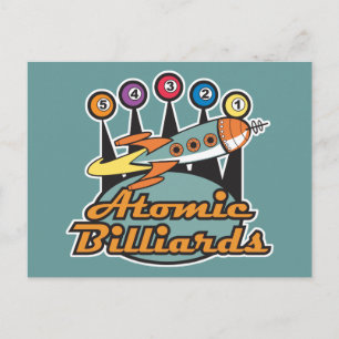 Retro-Atom-Billard-Schild Postkarte