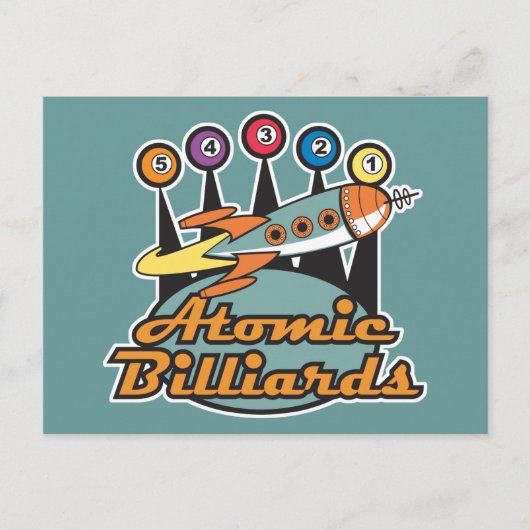 Retro-Atom-Billard-Schild Postkarte (Vorderseite)