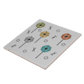 Retro-Atom-Blumen Mehrfarbig Fliese (Seite)