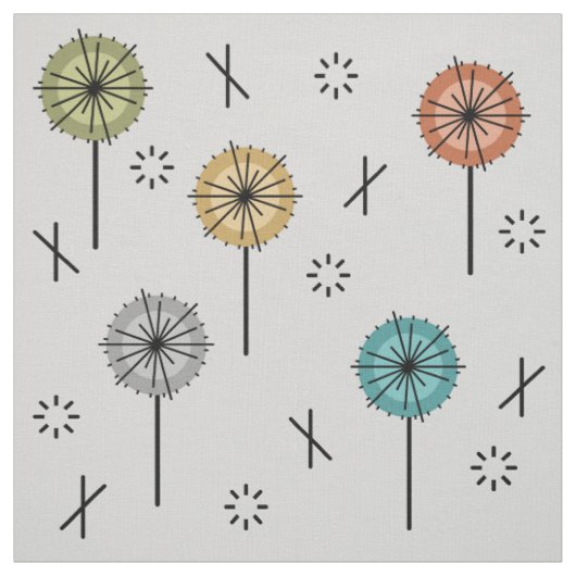 Retro-Atom-Blumen Mehrfarbig Stoff (Muster)