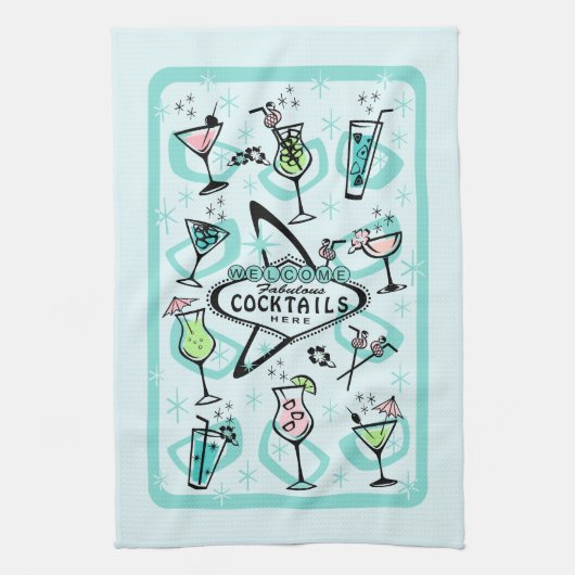 Retro-Atom-Cocktails Geschirrtuch (Vertikal)