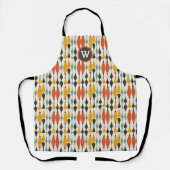 Retro-Atom-Mid-Century-Türkis-Gold-Orange-Monogram Schürze (Vorderseite)
