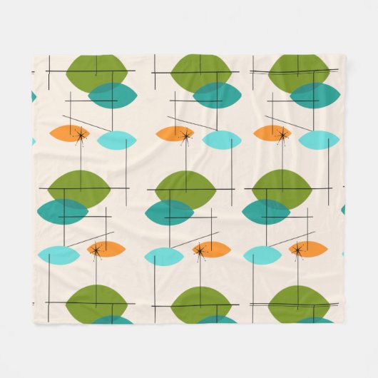 Retro-Atom-Mobile-Muster-Flanelldecke Fleecedecke (Vorderseite (Horizontal))