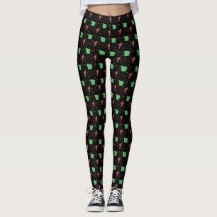 Retro Atom-Muster auf Schwarz Leggings