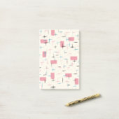 Retro-Atom-Pink-Muster-Post-It-Notes Post-it Klebezettel (Auf Schreibtisch)