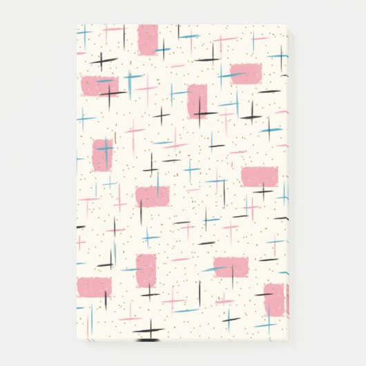 Retro-Atom-Pink-Muster-Post-It-Notes Post-it Klebezettel (Vorderseite)