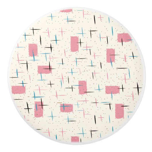Retro-Atom-Pink-Pattern-Keramikgriff Keramikknauf (Vorderseite)