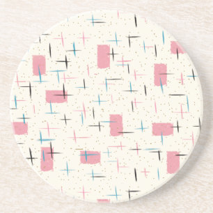 Retro-Atom-Pink-Pattern-Sandstein-Getränkeunterset Sandstein Untersetzer