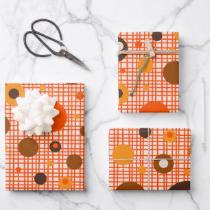 Retro-Atom-Punktmuster im Stil der Mitte des Jahrh Geschenkpapier Set