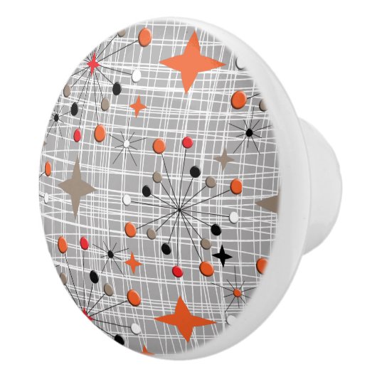 Retro-Atom-Sternenburst-Design Keramikknauf (Rechts)