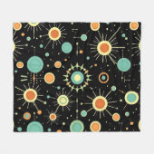 Retro-Atom-Sternenburst-Muster aus der Mitte des J Fleecedecke (Vorderseite (Horizontal))
