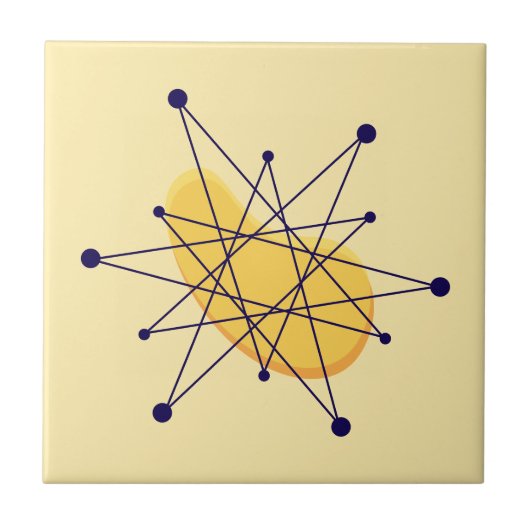 Retro-Atom-Sternenexplosion im Mid-Century-Stil Fliese (Vorderseite)