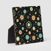 Retro-Atom-Sternenexplosion-Midcentury-Muster Fotoplatte (Vorderseite)