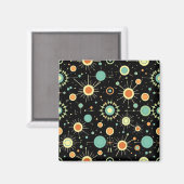 Retro-Atom-Sternenexplosion Midcentury-Muster Magnet (Vorderseite/Rückseite)