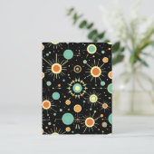 Retro-Atom-Sternenexplosion-Midcentury-Muster Postkarte (Stehend Vorderseite)