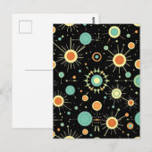 Retro-Atom-Sternenexplosion-Midcentury-Muster Postkarte (Vorne/Hinten)