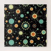 Retro-Atom-Sternenexplosion Midcentury-Muster Puzzle (Horizontal)