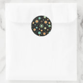 Retro-Atom-Sternenexplosion-Midcentury-Muster Runder Aufkleber (Tasche)