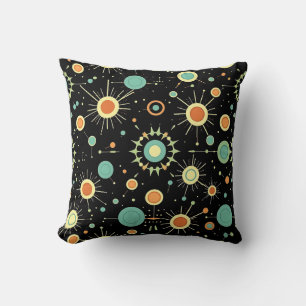 Retro-Atom-Sternenexplosion-Muster aus dem mittler Kissen