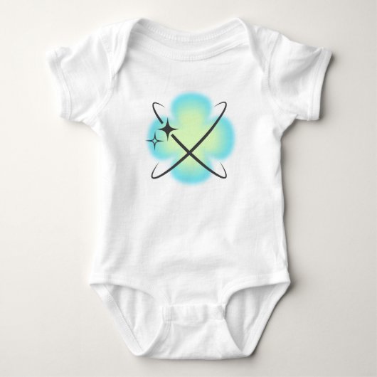 Retro Atom Teal-Blume Baby Strampler (Vorderseite)