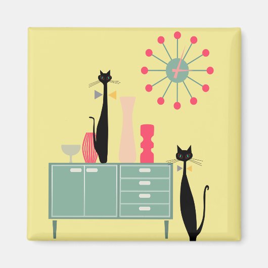 Retro Atoma Era MCM Cool Cat Magnet v4 (Vorne)