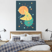 Retro Atoma Era Mitte Jahrhundert Abstrakte Kunst Leinwanddruck (Insitu (Schlafzimmer))