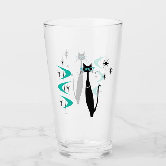 Retro Atoma Era Mitte Jahrhundert Moderne MCM Kitt Glas (Vorderseite)