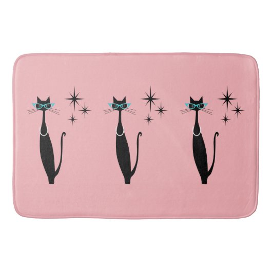 Retro Atoma Era Mitte Jahrhundert Moderne MCM Schw Badematte (Vorderseite)