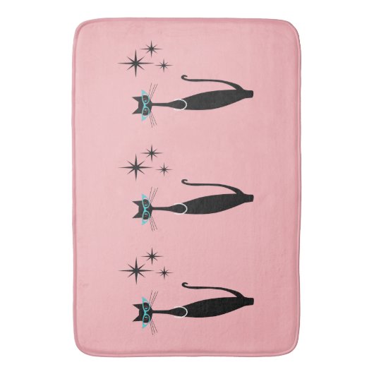 Retro Atoma Era Mitte Jahrhundert Moderne MCM Schw Badematte (Vorderseite Vertikal)