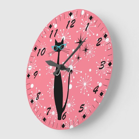 Retro Atoma Era Mitte Jahrhundert Moderne MCM Schw Große Wanduhr (Winkel)