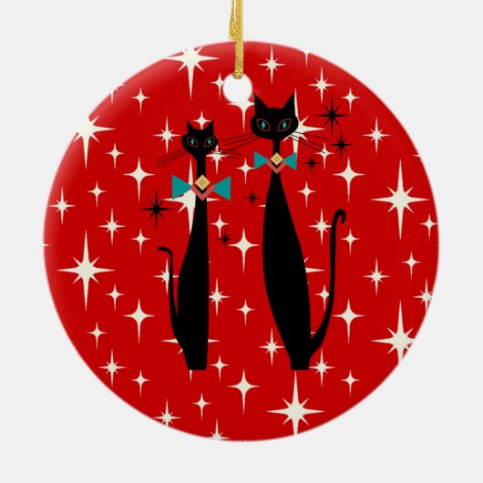 Retro Atoma Era Mitte Jahrhundert Moderne MCM Schw Keramik Ornament (Hinten)