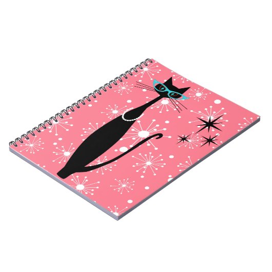 Retro Atoma Era Mitte Jahrhundert Moderne MCM Schw Notizblock (Linke Seite)