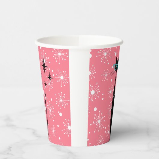 Retro Atoma Era Mitte Jahrhundert Moderne MCM Schw Pappbecher (Links)